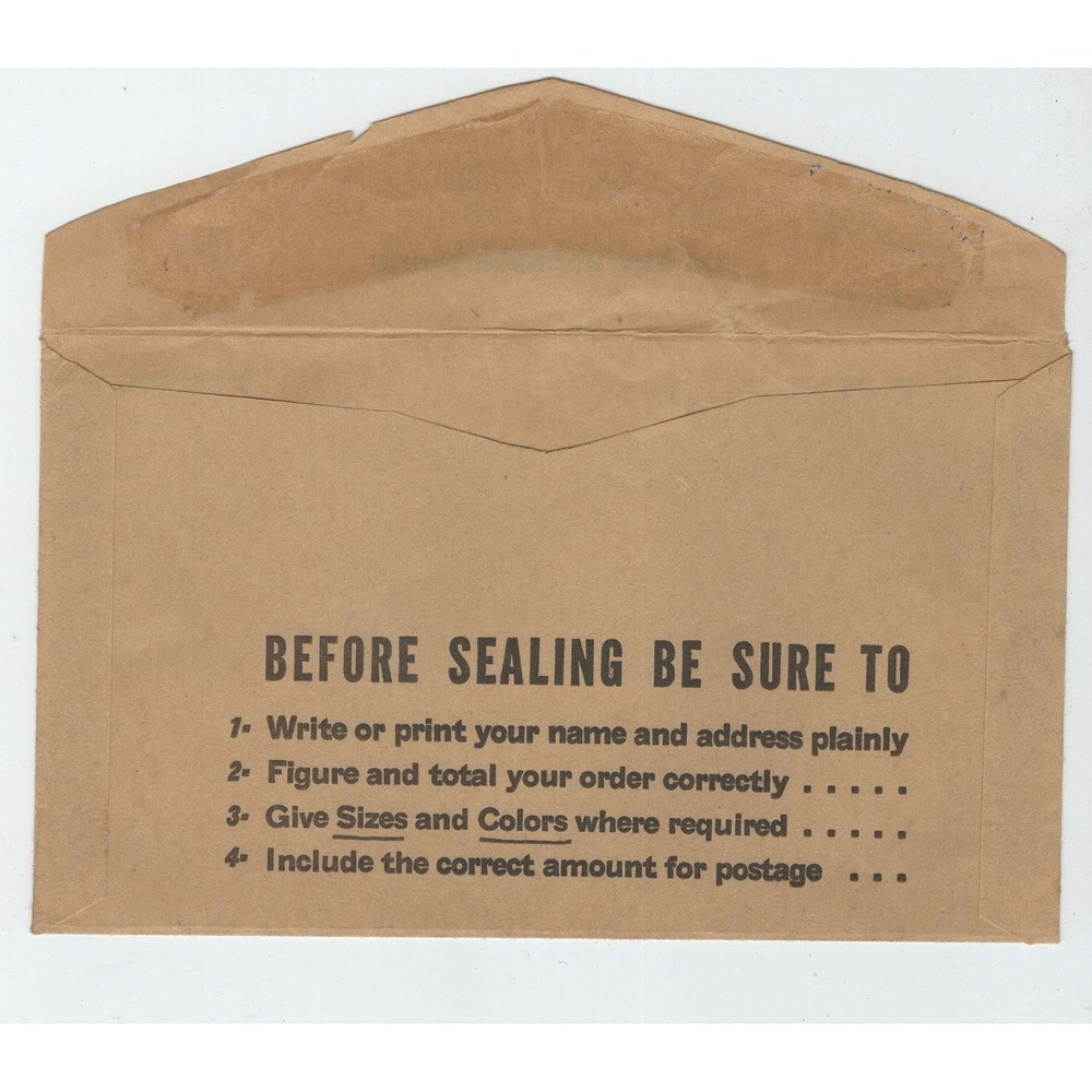 Vintage Sears Roebuck and Co Chicago Illinois Mailer Envelope Brown Paper VG - Picture 2 of 2